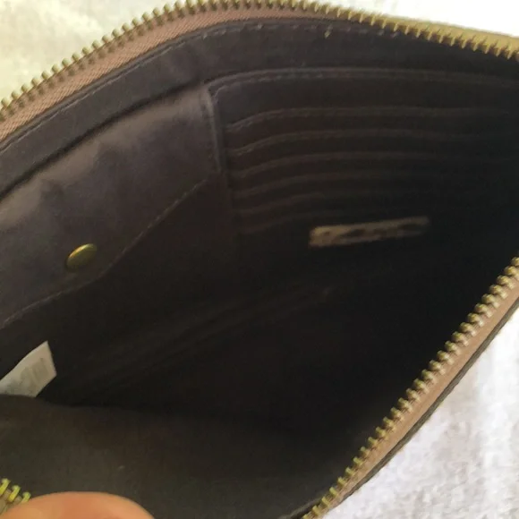 Madewell Leather clutch zipper closure snakeskin design change purse 7 card slot - Picture 5 of 7